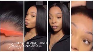 hair vlog it’s giving silk press   plucking + installation  ft. aliexpress princess hair