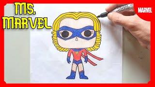 Cómo DIBUJAR a Ms. Marvel Carol Danvers FUNKO POP fácil  Marvel Comics