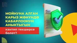 Мойнуна алган карыз жөнүндө кабарлоонун аныктыгын кантип текшерсе болот?