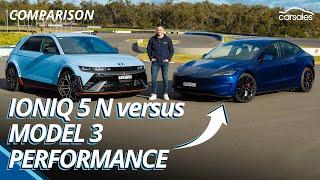 2024 Hyundai IONIQ 5 N v Tesla Model 3 Performance Comparison  Hot new EVs go head-to-head