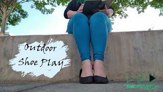 Outdoor Shoe Play Flat Popping in Teal Leggings