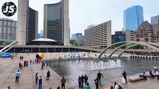 Downtown Toronto Gloomy Sunday  City Hall & Eaton Centre Walk June 2024