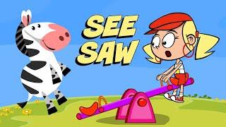 Kids songs - SEE SAW by Preschool Popstars - cartoon childrens music video with animals and pirates