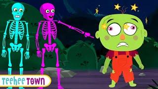 Funny Zombie ‍️ And Five Skeleton + Spooky Scary Skeletons Song By Teehee Town