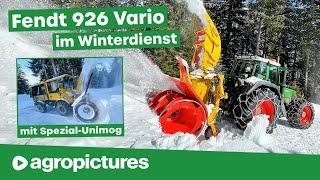 Fendt Favorit 926 Vario und Spezial Unimog mit Schneefräse im Winterdienst  Schneeräumen Österreich