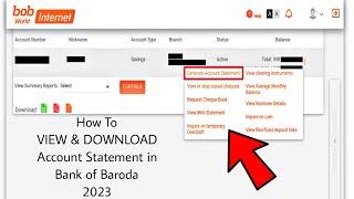 How To VIEW & DOWNLOAD Account Statement in Bank of Baroda 2023  Bank of Baroda