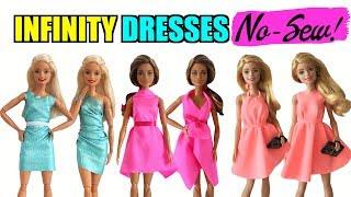 How to make no-sew clothes. Infinity Dresses. Barbie Doll