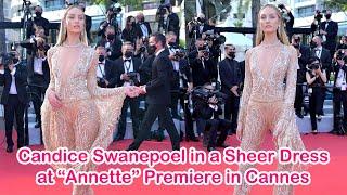 Candice Swanepoel in a Sheer Dress at “Annette” Premiere in Cannes