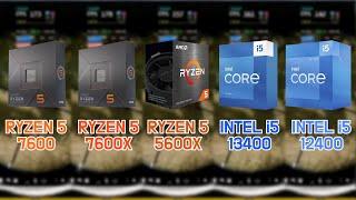RYZEN 5 7600 vs 7600X vs 5600X vs i5-12400 vs 13400 with RTX 4090 7 Games  FHD  1080p