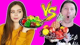 ОБЫЧНАЯ ЕДА ПРОТИВ МАРМЕЛАДА Челлендж Афинка против Эльфика Real Food vs Gummy Food  Эльфинка