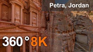 Ancient city of Petra Jordan. Aerial 360 video in 8K. Virtual travel