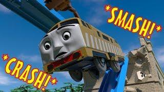 TOMICA Thomas and Friends Slow Motion Crashes Diesel 10 FALLS off the Viaduct