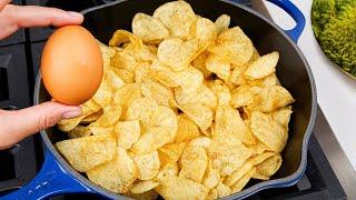 Only 3 ingredients Just add eggs to potato chips. Its so delicious Easy breakfast lunch or dinner