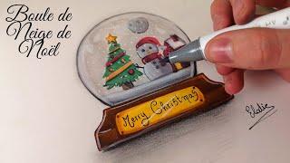 TUTO DESSIN NOËL - Comment dessiner une boule de neige de Noel facile