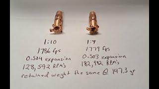 150gr 30cal Badlands Bulldozer 2 RPM test in a 17 and 110 barrel under 1800 fps.