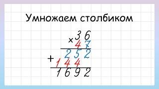 Умножение двузначных чисел в столбик. Как умножать столбиком?