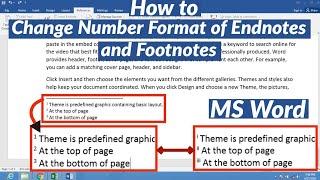 How to Change Number Format of Endnotes or Footnotes in MS Word  Changing Number Format of Endnote