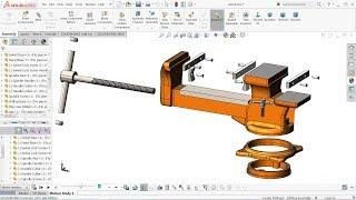 Solidworks tutorial  Design and assembly of Bench vise in Solidworks