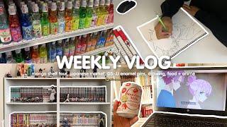 vlog ep.11   manga shelf tour japanese market GS-JJ enamel pins drawing food + anime