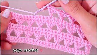 كروشية غرزة سهلة وجميلة للمبتدئين  تصميم جديد رائع - Beautiful pattern crochet stitch