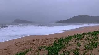 Ocean Waves Crashing at Stormy Beach w Sea Rain  Relaxing Sounds for Sleep & Tinnitus Brown Noise