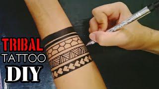 How to make armband tattoo with pen #tattoodesign #tattoo #diytattoo