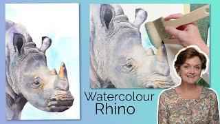 Painting a Rhino in Watercolour - Watercolor Techniques
