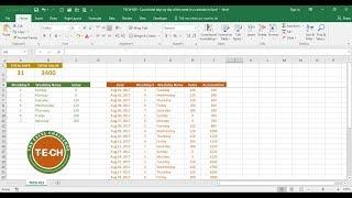 TECH-015 - Count total days by day of the week in a calendar in Excel