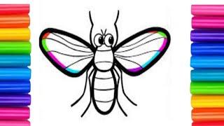 Lets learn how to draw &paint alphabets in glitter mosquito Drawing & Coloring for Toddlers & Kids