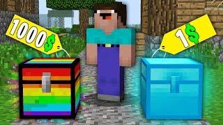 Minecraft NOOB vs PRONOOB BOUGHT RAINBOW CHEST FOR 1000$ VS DIAMOND CHEST FOR 1$ 100% trolling