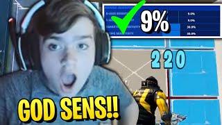 What happens when Mongraal uses 9% Sensitivity?