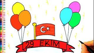 KOLAY 29 EKİM CUMHURİYET BAYRAMI RESMİ ÇİZİMİ - CUMHURİYET BAYRAMI RESMİ ÇİZİMİ 29 EKİM RESİM ÇİZİMİ