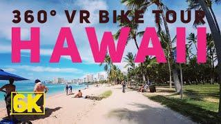 360° Virtual Bike Tour of HAWAII  6K  WAIKIKI  HONOLULU  OAHU - VR Cycling for Exercise Bikes