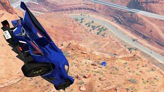 Supercars Jumping Off a Cliff #3 - BeamNG Drive Crashes  DestructionNation