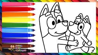 Drawing and Coloring Bluey and Her Mom ️ Drawings for Kids