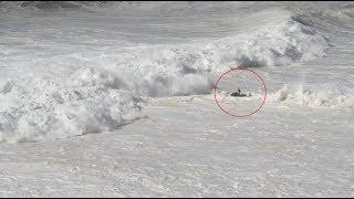 When things go wrong  Huge Waves Flip Jetski and Throws Rider - Rescue in Nazare