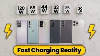 Reality of Fast Charging Smartphones - 120 vs 65 vs 44 vs 33 vs 25 vs 20 Watts Charging Test