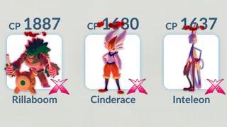 Using DYNAMAX Rillaboom Cinderace Inteleon Galar Starters in Pokemon GO.