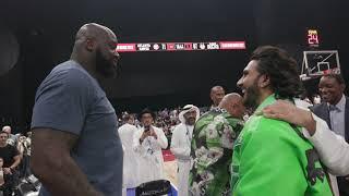 Bollywood x Hollywood x NBA  Ranveer Singh met Steve Harvey and Shaq courtside.