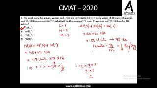 CMAT 2020 Quant P&C Probability No  System Set Theory T&W TSD Mensuration and Geometry