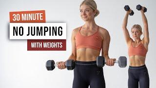 30 MIN NO JUMPING ALL STANDING HIIT With Weights - No Repeat Low Impact Home Workout