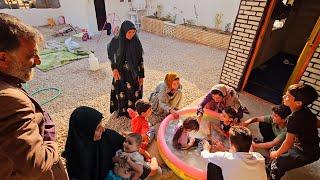 ‍️Muhammads happiness in the pool. Family members spend happy time with Muhammad while working