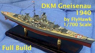 Battleship DKM Gneisenau 1940 by FlyHawk Deluxe Version 1700 Scale Ship Model Full Build