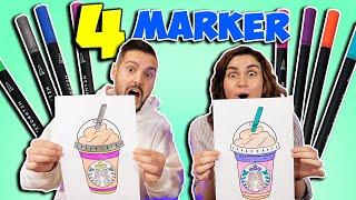 4 MARKER CHALLENGE Starbucks Frappucino & Iron Man Dania VS. Kaan mit Malchallenge