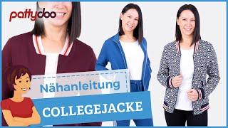 Nähanleitung Collegejacke mit Reißverschluss einfachen Leistentaschen & Bündchen- oder Stehkragen 