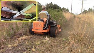 Mowing tall thick grass with Kavli Finisha X-treme blades X blades - Awesome