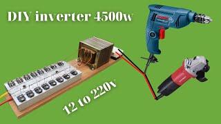 How to make a simple inverter 4500w 16 transistor d718 No IC