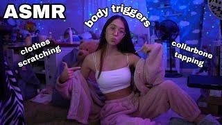 ASMR  Body Triggers & Clothes Scratching fast collarbone tapping and more