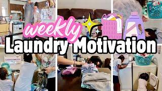 NEW WEEKLY LAUNDRY MOTIVATION  LAUNDRY ROUTINE FOR FAMILY OF 4 WASH FOLD DRY REPEATCLEAN WITH ME