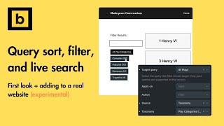 First Look Query sort filter and live search Bricks Builder